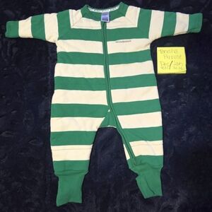 Green and Cream Striped Kids Padded Wondersuit 3-6m